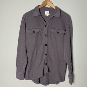 Cleo + Wolf | Oversized Knit Waffle Weave Button Up Shirt